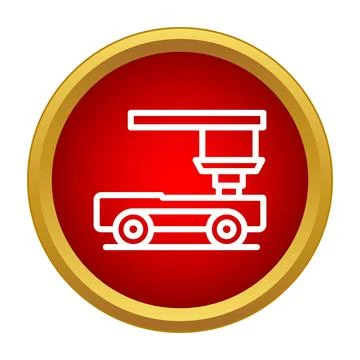 Aerial work platform machine icon in red circle Stock Illustration