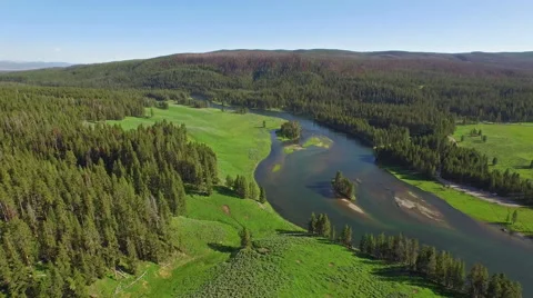 Aerial Wyoming Yellowstone National Park Stock Footage