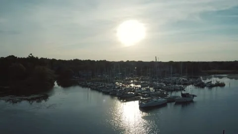 Aerial Yacht Club in Toronto, Ontario Stock Footage