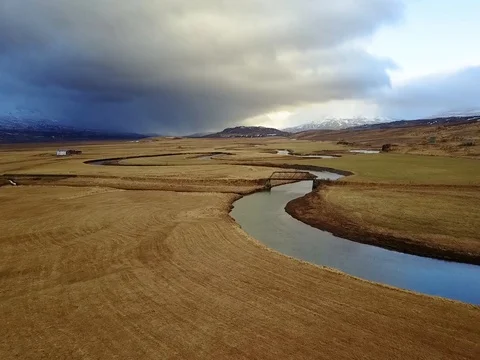 Aerial yellow autumn fields Stock Footage 75602665