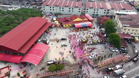 Aerial Yew Keng Deity Procession at Bukit Bakri Видео 345436869