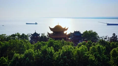 Aerial Yueyang Tower Ancient Architecture Scenery Stock Footage 324822453