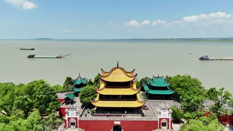 Aerial Yueyang Tower Ancient Architecture Scenery Stock Footage 325568921