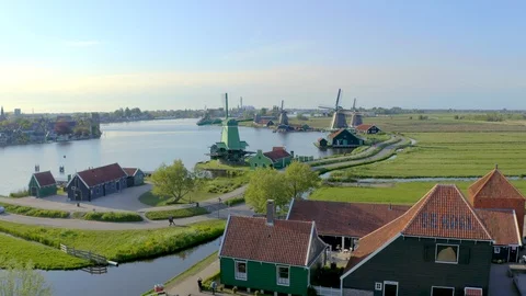 Aerial Zaanse Schans Stock Footage 109950325