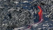 Aerial Zoom-Out Of Oozing Red Lava In Hawaii Stock Footage