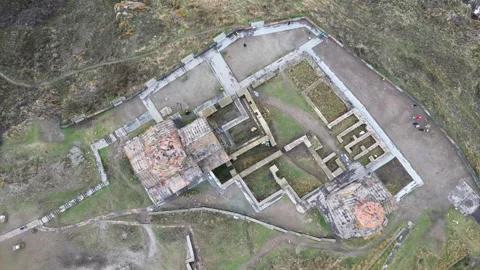 Aerial zoom in view Sevanavank monastic complex. Peninsula at the northwest.. 動画素材 334304315