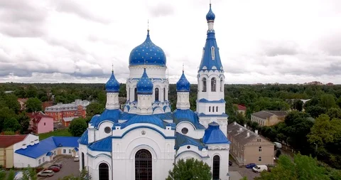 Aerial.Cathedral of the Intercession of the Blessed Virgin. Gatchina. 動画素材 86738506