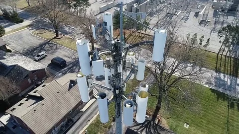 AerialCellTower Orbit 1 Stock Footage 120805648