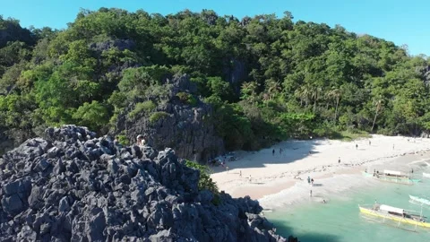Aerial/Drone shot of beach in Philippines Stock Footage 203969558