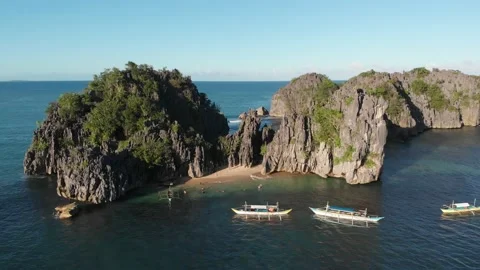 Aerial/Drone shot of beach in Philippines Stock Footage 203969592