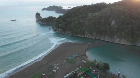 Aerial/Drone shot of beach in Philippines Stock Footage 203969658