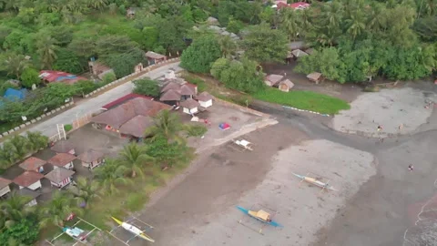 Aerial/Drone shot of beach in Philippines Stock Footage 204030064
