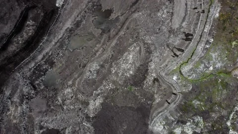 Aerial/Drone view open mine pit coal mining activity Stock Footage 165308638
