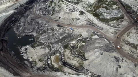 Aerial/Drone view open mine pit coal mining activity Stock Footage 165325400