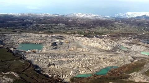 Aerial/Drone view open mine pit coal mining activity Stock Footage 165325764