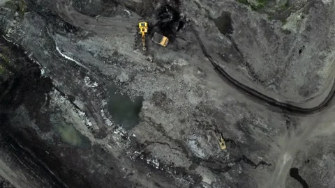 Aerial/Drone of working coal mining open pit activity Stock Footage 165308374