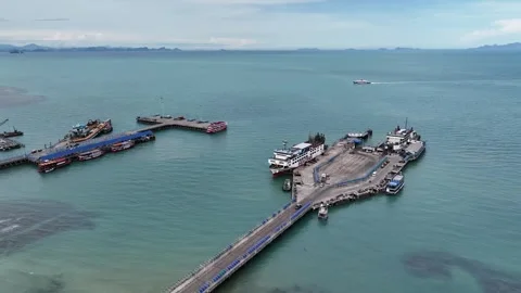 Aeriall view of  Nathon Pier on Samui island Thailand Video stock 266794045