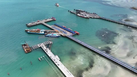 Aeriall view of  Nathon Pier on Samui island Thailand Stock-Footage 266794111