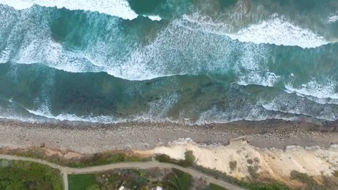 Aerials beach background drone view of the ocean waves and a beautiful shore Stock-Footage 106235448