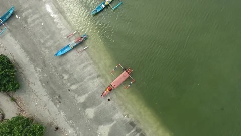 Aerials beach with some boat Stock Footage 170654444