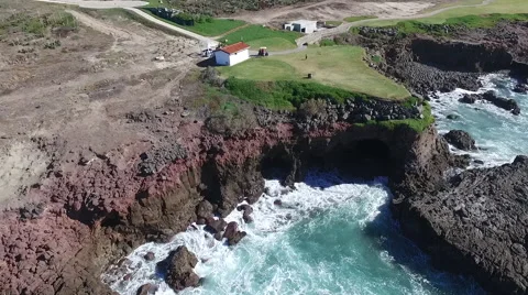 Aerials cliffs and waves Stock Footage 67600888