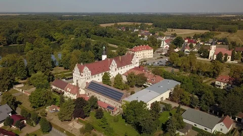 Aerials Drone Shot of Zabeltitz Baroque Garden in Saxony Germany Stock Footage 122900700