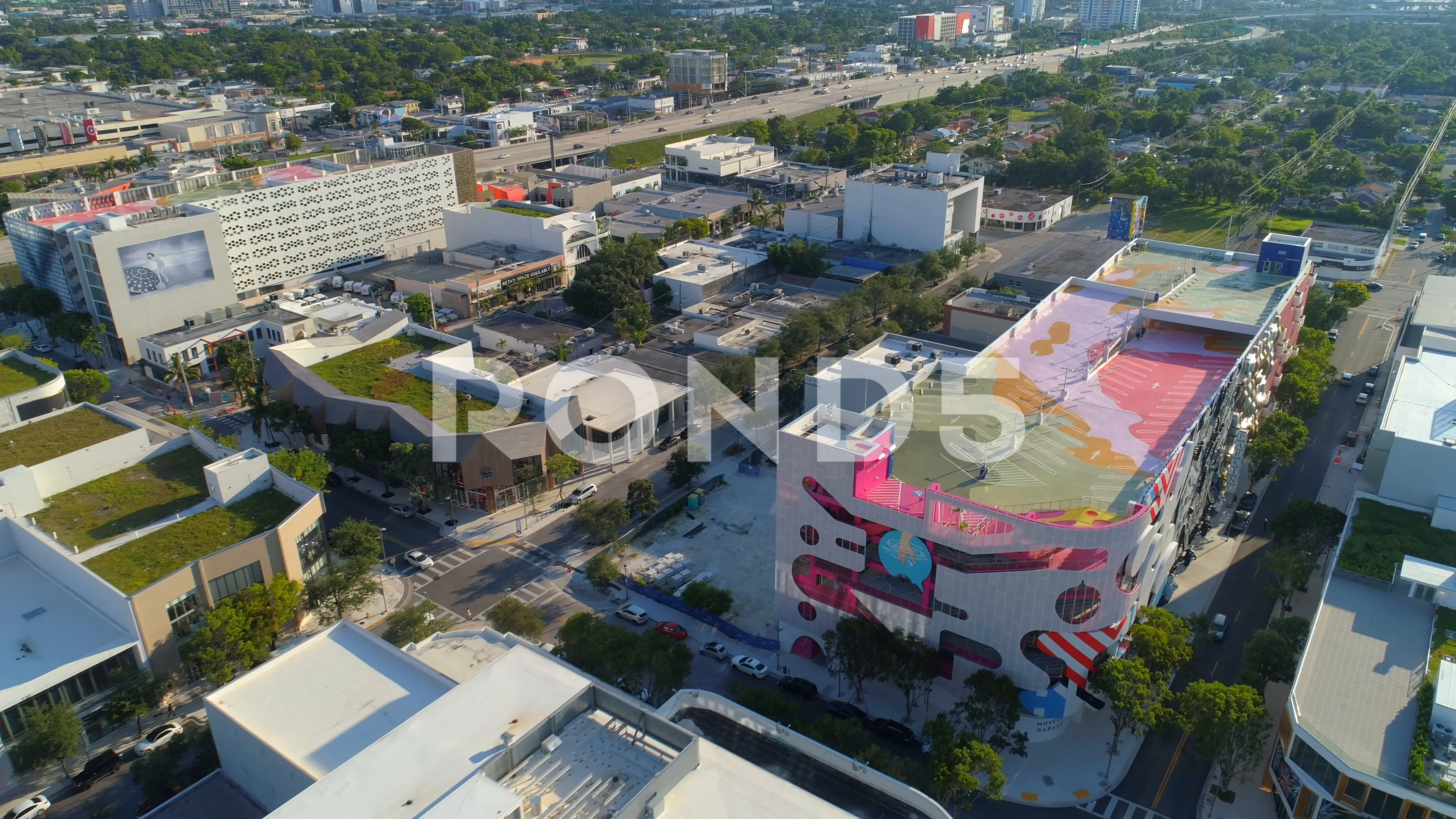 Aerial image Design District Miami Art Garage Design District Stock Photo