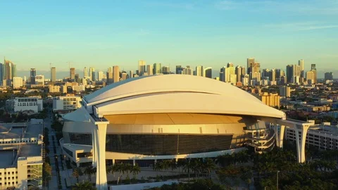 Aerial video Marlins Park Stadium LoanDe, Stock Video