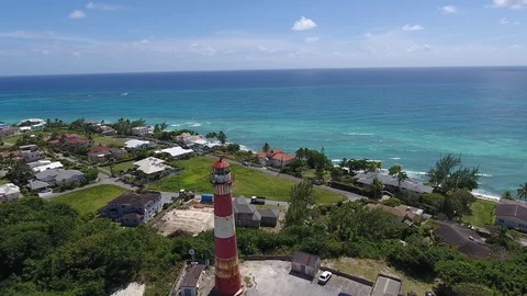 Aerials of old rustic and Historic lighthouse Stock Footage 88577118