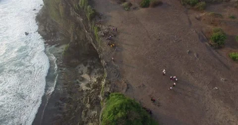 Aerials of seacoast and cliff Stock Footage 58934433