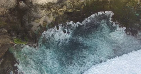 Aerials of seacoast and cliff Stock Footage 58934574