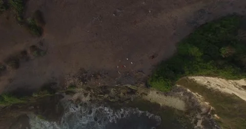 Aerials of seacoast and cliff Stock Footage 58934670