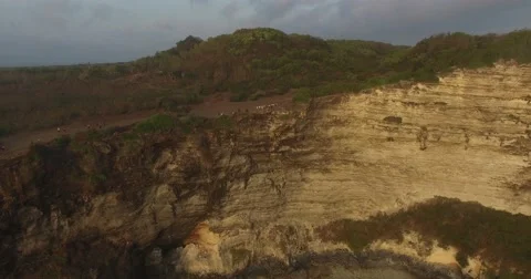 Aerials of seacoast and cliff Stock Footage 58934937