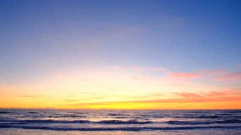 Aeriel view of drone flying over colorful sunset sea horizon,nature landscape Stock Footage 231002196