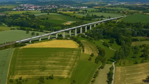 Aeril of Bauerbach Train Bridge in Germany.  Stock Footage 127134220