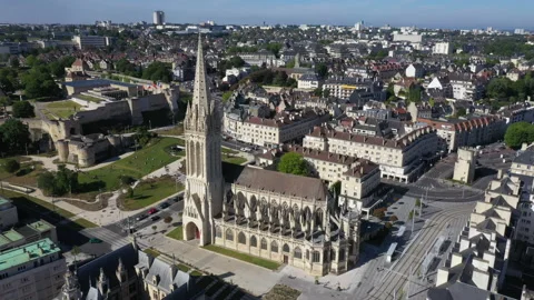 Aerila view of Caen in Normandy Stock Footage 131168325