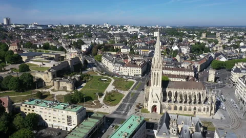 Aerila view of Caen in Normandy Stock Footage 131168373