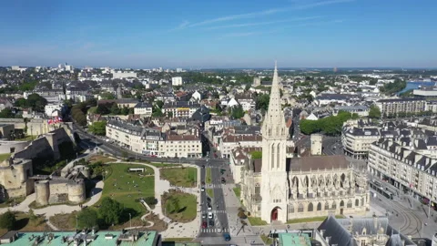Aerila view of Caen in Normandy Stock Footage 131168770