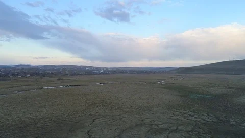 Aerila view of a springtime sunrise on small lake. Stock Footage 106966716