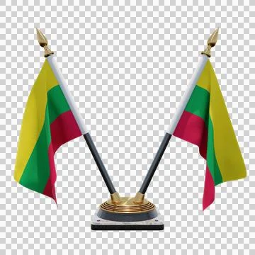 Aero 3d illustration flag on pole. Wood flagpole Stock Illustration
