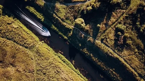 Aero Boat On River Video stock 82514041