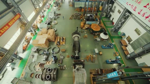 Aero engine assembly workshop Stock Footage 234494941