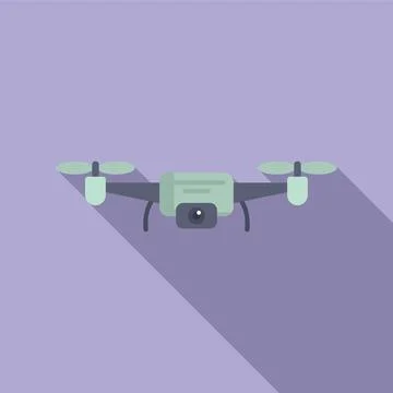 Aero filming drone icon flat vector. Operator cinema go Stock Illustration