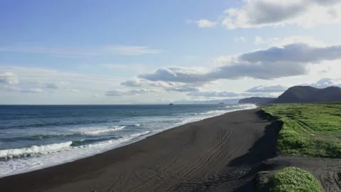 Aero frame, beach, waves, sea, water, nature, Kamchatka Stock Footage 132319667