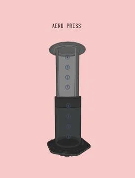 Aero press coffee , sketch vector. Stock Illustration
