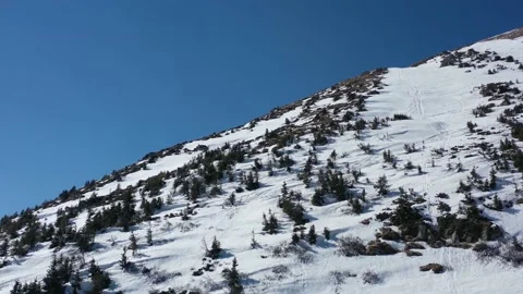 Aero shooting of mountains in winter. Mount Petros. Ukrainian Carpathian Moun Video stock 147388799