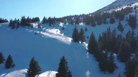 Aero shooting of mountains in winter. Mount Petros. Ukrainian Carpathian Moun 動画素材 147388928