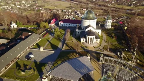 Aero view. Basilian Monastery complex in Hoshiv Video stock 170007110