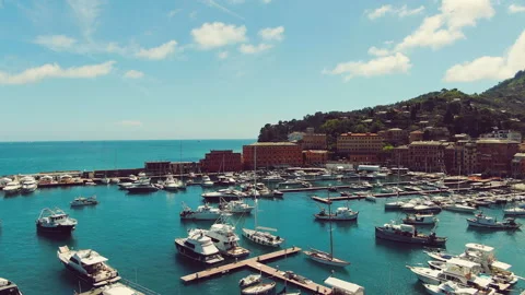 Aero view of the bay with yachts. Stock Footage 107767991