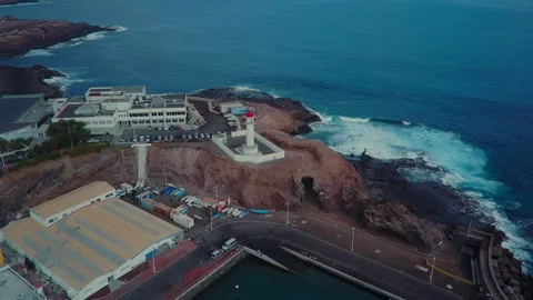 Aero view of lighthouse by the sea in the Canary islands Stock Footage 223480411